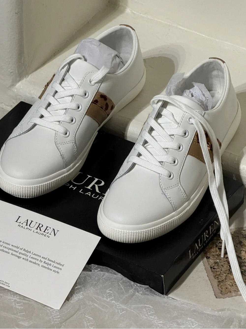 POLO RALPH LAUREN White Low-Top Leather Sneakers women’s size 9.5/ EU 41 *NEW*